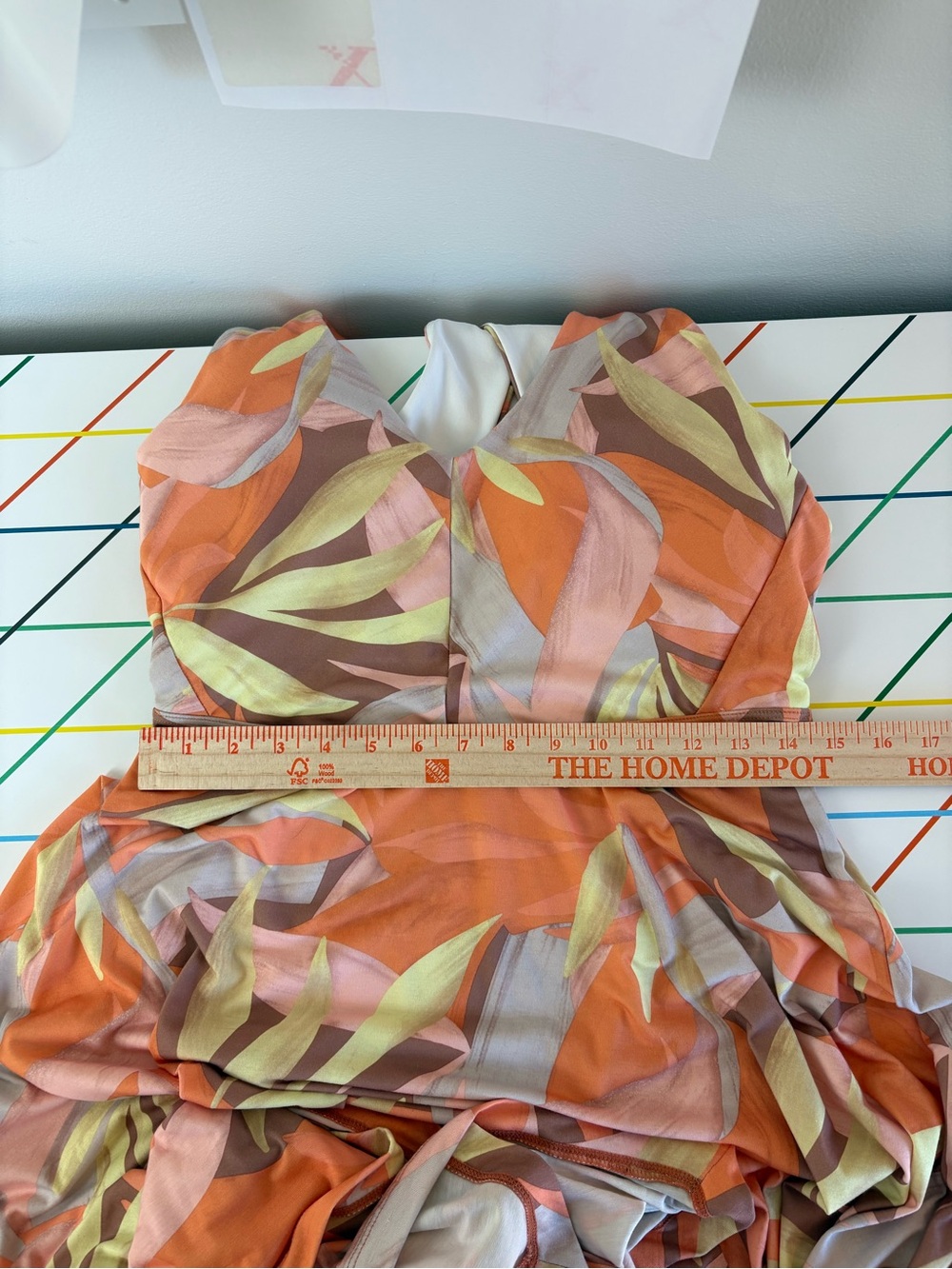 PrAna Saxon Dress XL Orange Leaf Print Asymmetrical Midi EUC Tropical Coastal - Picture 9 of 12